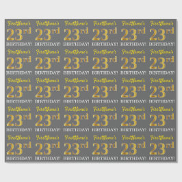 Grijze, imitatie Gold look "23e BIRTHDAY" Cadeaupapier
