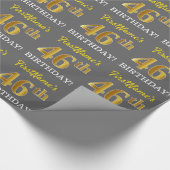 Grijze, imitatie Gold look "46e BIRTHDAY" Cadeaupapier (Hoek)