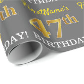 Grijze, imitatie Gold look "47e BIRTHDAY" Cadeaupapier (Rol Hoek)