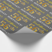 Grijze, imitatie Gold look "56e BIRTHDAY" Cadeaupapier (Hoek)