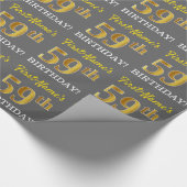 Grijze, imitatie Gold look "59e BIRTHDAY" Cadeaupapier (Hoek)