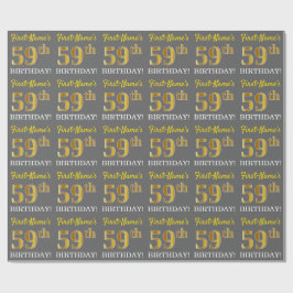 Grijze, imitatie Gold look "59e BIRTHDAY" Cadeaupapier