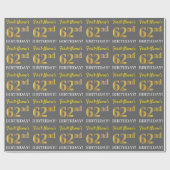 Grijze, imitatie Gold look "62e BIRTHDAY" Cadeaupapier (Vlak)