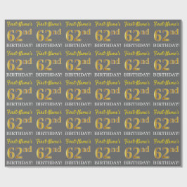 Grijze, imitatie Gold look "62e BIRTHDAY" Cadeaupapier
