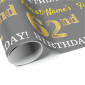 Grijze, imitatie Gold look "62e BIRTHDAY" Cadeaupapier (Rol Hoek)