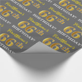 Grijze, imitatie Gold look "66e BIRTHDAY" Cadeaupapier (Hoek)