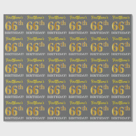 Grijze, imitatie Gold look "66e BIRTHDAY" Cadeaupapier