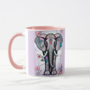 Grijze Indiase olifant verfraaid met bloemen Mok