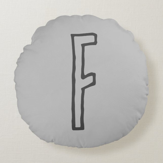 Grijze Initiaal Letter Monogramed Plain Rond Kussen (Voorkant)