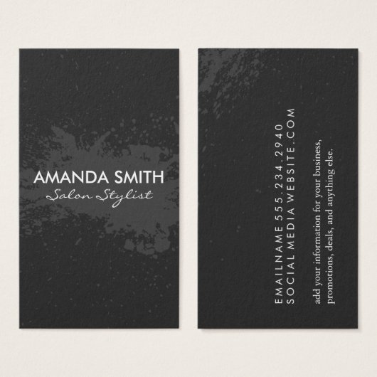 Grijze inktplatter Salon Stylist Visitekaartje (Voorkant /achterkant)