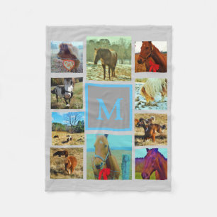 Grijze Instagram collage uw foto's aangepaste mono Fleece Deken