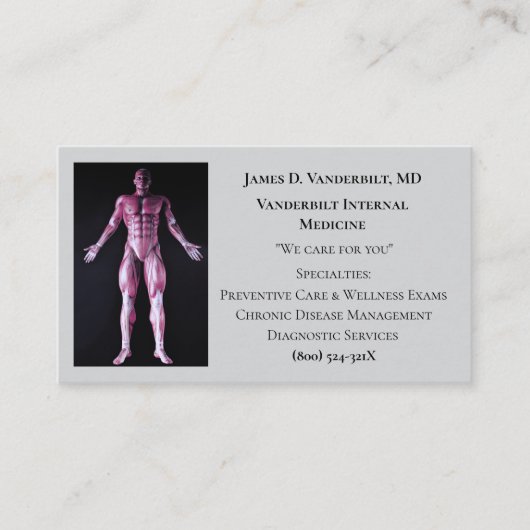 Grijze internist DR Menselijk Lichaam Interne Gene Visitekaartje (Voorkant)