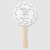 Grijze Ivy Krans Gepersonaliseerd Trouwprogramma Handwaaier (Voorkant)