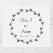 Grijze Ivy Krans Gepersonaliseerde bruiloft Sparkling Wijnetiket (Enkel label)