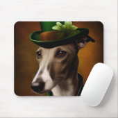 Grijze jachthond in St. Patrick's Day-jurk Muismat (Met muis)