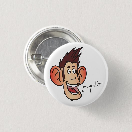 Grijze jacquetavatar ronde button 3,2 cm (Voorkant /achterkant)