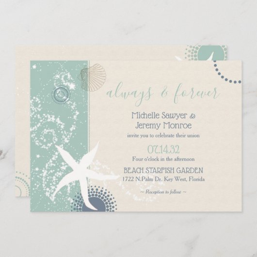 Grijze Jade Dusky Blue Seaside Weddenschap Kaart (Voorkant / Achterkant)