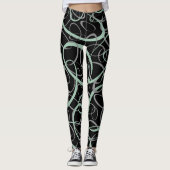 grijze jade en grijs verweven looploopy patroon leggings (Voorkant)