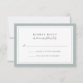 Grijze Jade Simple Border Wedding RSVP Kaart (Voorkant)
