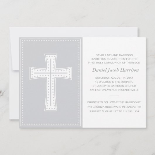 Grijze jongens Eerste Communie Kaart (Voorkant)