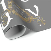 Grijze  Joy Peace Love Gold Klassieke kerst Cadeaupapier (Rol Hoek)