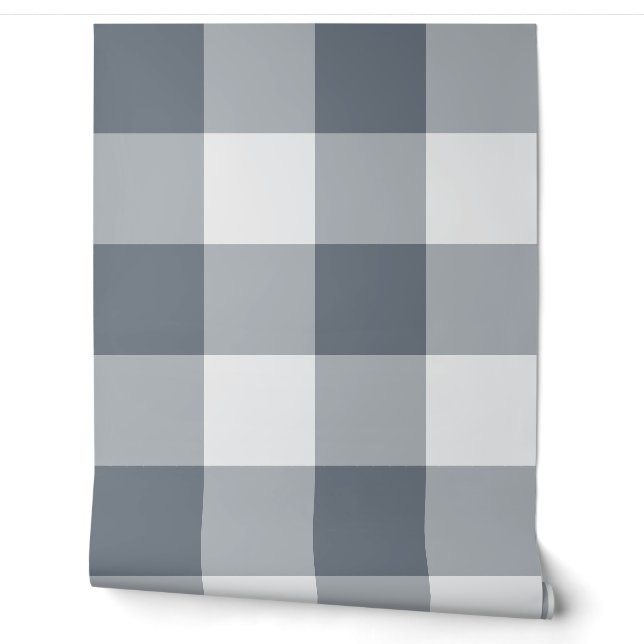 Grijze Jumbo Buffalo Check Gingham Behang (Afrollen)