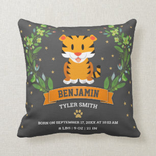 Grijze Jungle Safari Tijger Baby Jongen Geboorte S Kussen