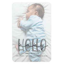 Grijze kaart voor geboorte van fotoscript magneet