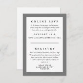 Grijze kader trouwreactie RSVP en register Informatiekaartje (Voorkant / Achterkant)