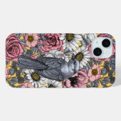 Grijze kaken en bloemen Case-Mate iPhone case (Achterkant (horizontaal))