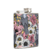 Grijze kaken en bloemen heupfles (Rechts)