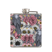 Grijze kaken en bloemen heupfles (Achterkant)