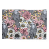 Grijze kaken en bloemen kussensloop (Achterkant)