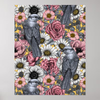 Grijze kaken en bloemen