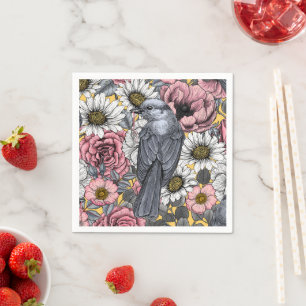 Grijze kaken en bloemen servet