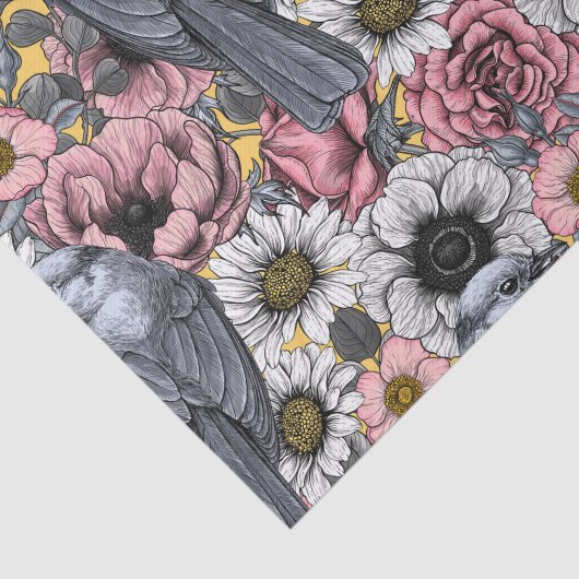 Grijze kaken en bloemen tissuepapier (Detail)