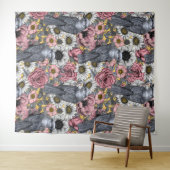 Grijze kaken en bloemen wandkleed (In Situ (horizontaal))