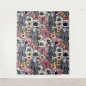 Grijze kaken en bloemen wandkleed (Voorkant)