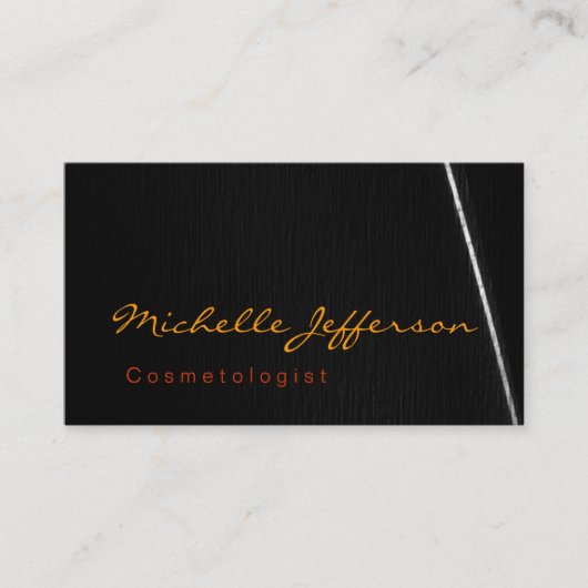 Grijze kalligrafische Cosmetoloog Visitekaartje (Voorkant)