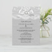 grijze kant en bruiloft uitnodiging (Staand voorkant)