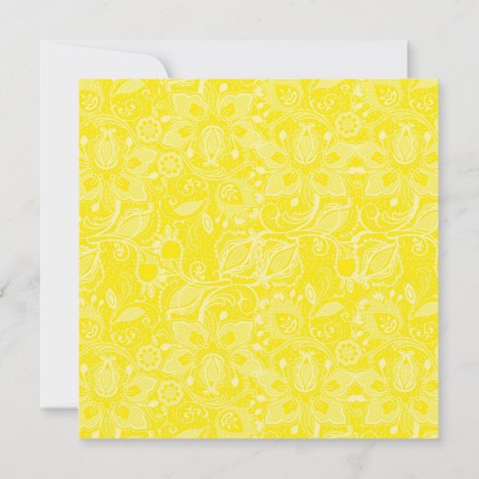 Grijze kant met geelbruidsjurk kaart (Achterkant)