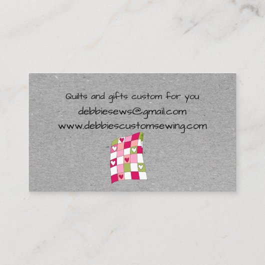 Grijze kanteling met Visitekaartje naaimachine (Achterkant)