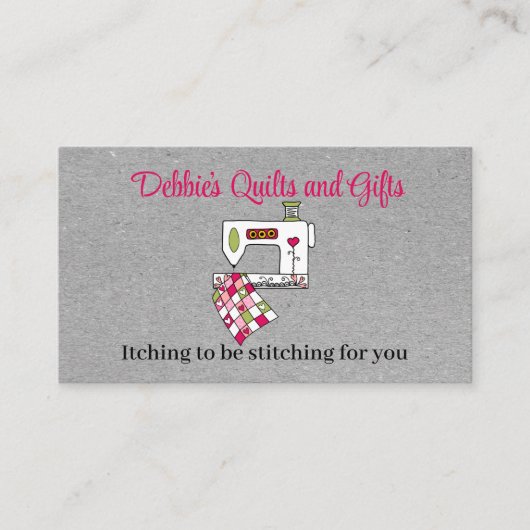 Grijze kanteling met Visitekaartje naaimachine (Voorkant)