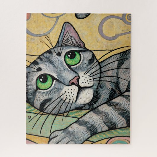 Grijze Kat 500 Stuk Puzzel (Verticaal)