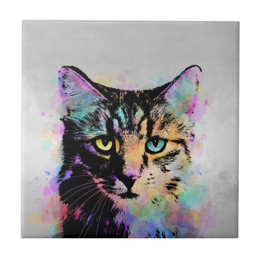 Grijze kat 618 tegeltje (Voorkant)