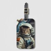 Grijze kat astronaut in de ruimte bagagelabel (Voorkant (verticaal))