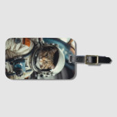 Grijze kat astronaut in de ruimte bagagelabel (Voorkant (horizontaal))