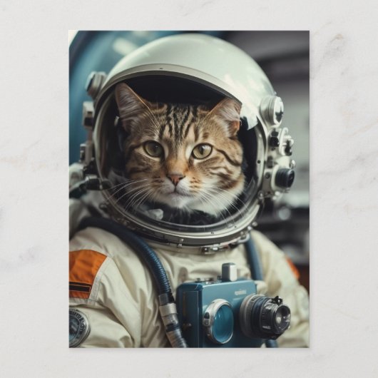 Grijze kat astronaut in de ruimte briefkaart (Voorkant)