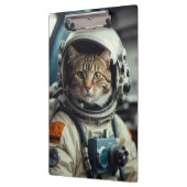 Grijze kat astronaut in de ruimte klembord (Links)