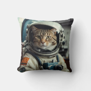 Grijze kat astronaut in de ruimte kussen